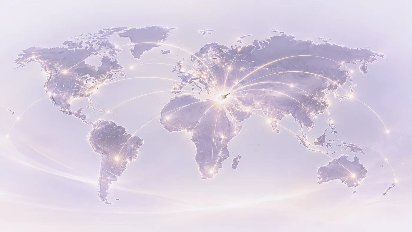 Illustration of worldwide connectivity